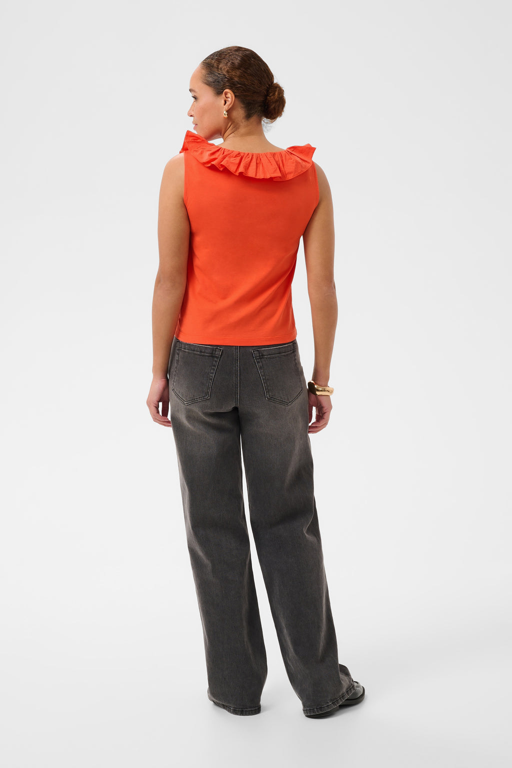 KAFFE Didde Flounce Top Tigerlily Orange