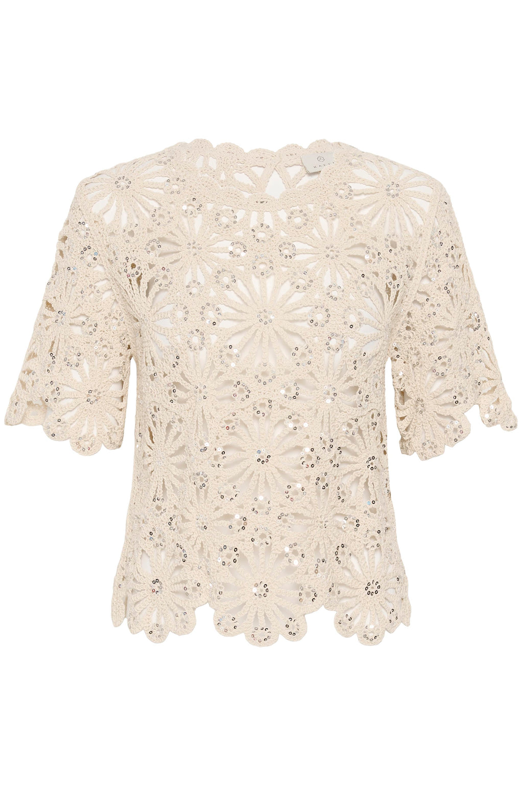 KAFFE Callista Sequins Strik Top Broken Hvid
