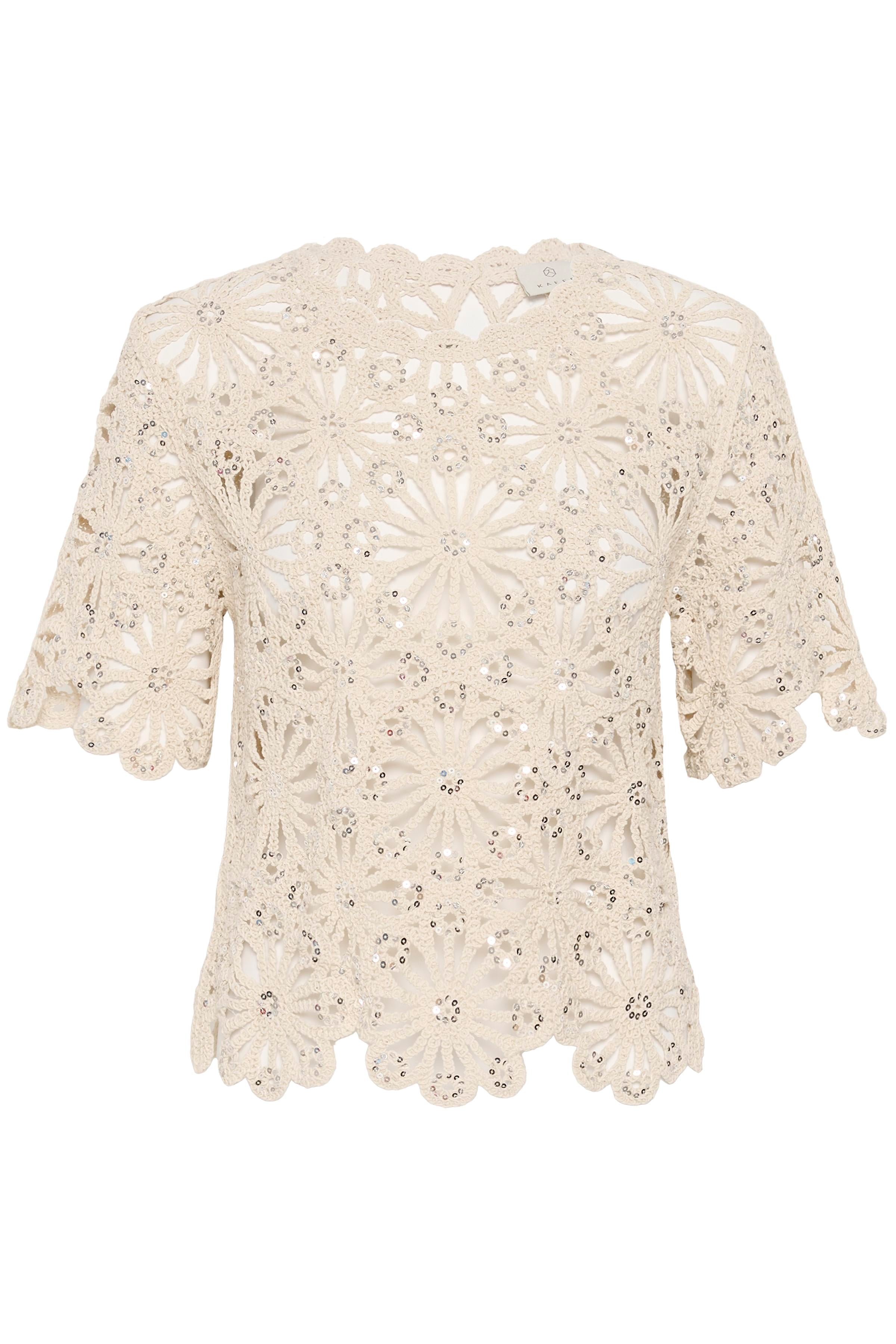 KAFFE Callista Sequins Strik Top Broken Hvid