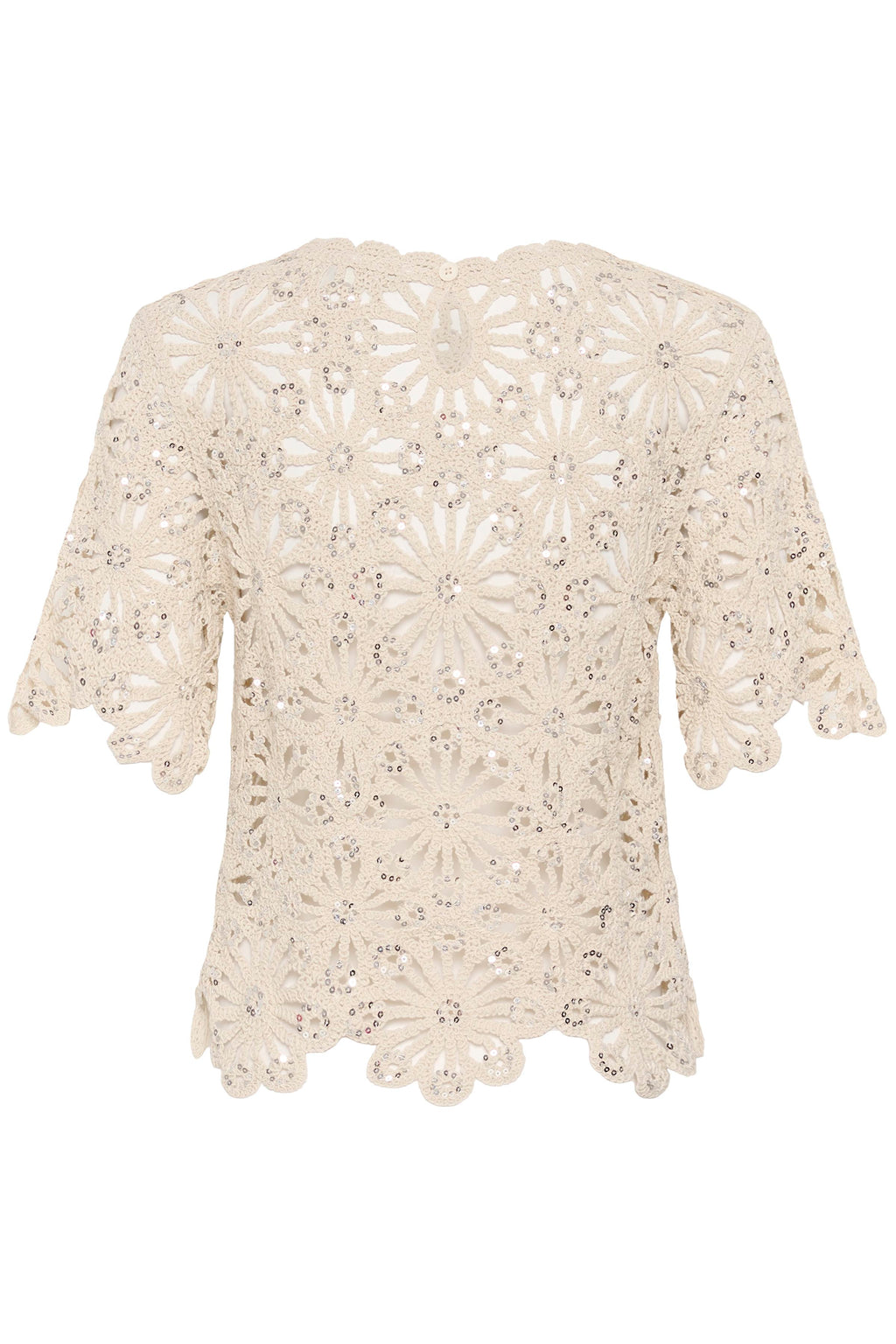 KAFFE Callista Sequins Strik Top Broken Hvid