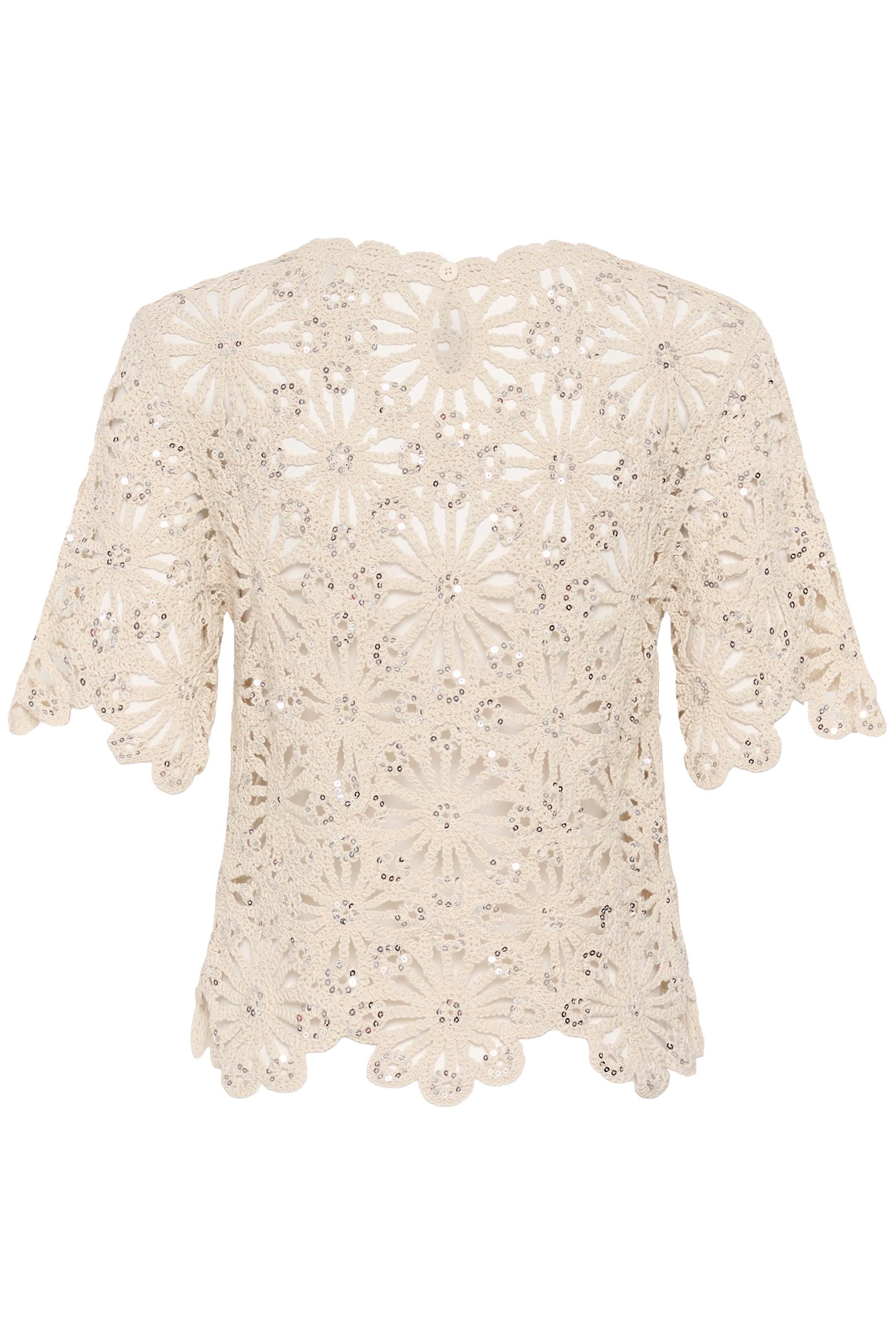 KAFFE Callista Sequins Strik Top Broken Hvid