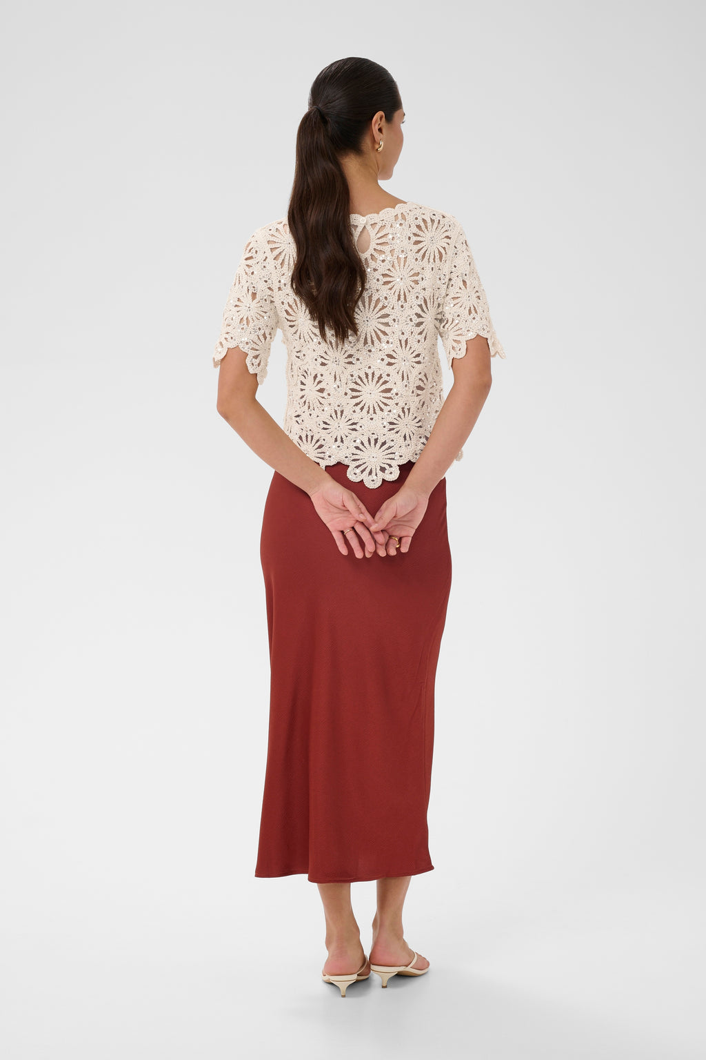 KAFFE Callista Sequins Strik Top Broken Hvid