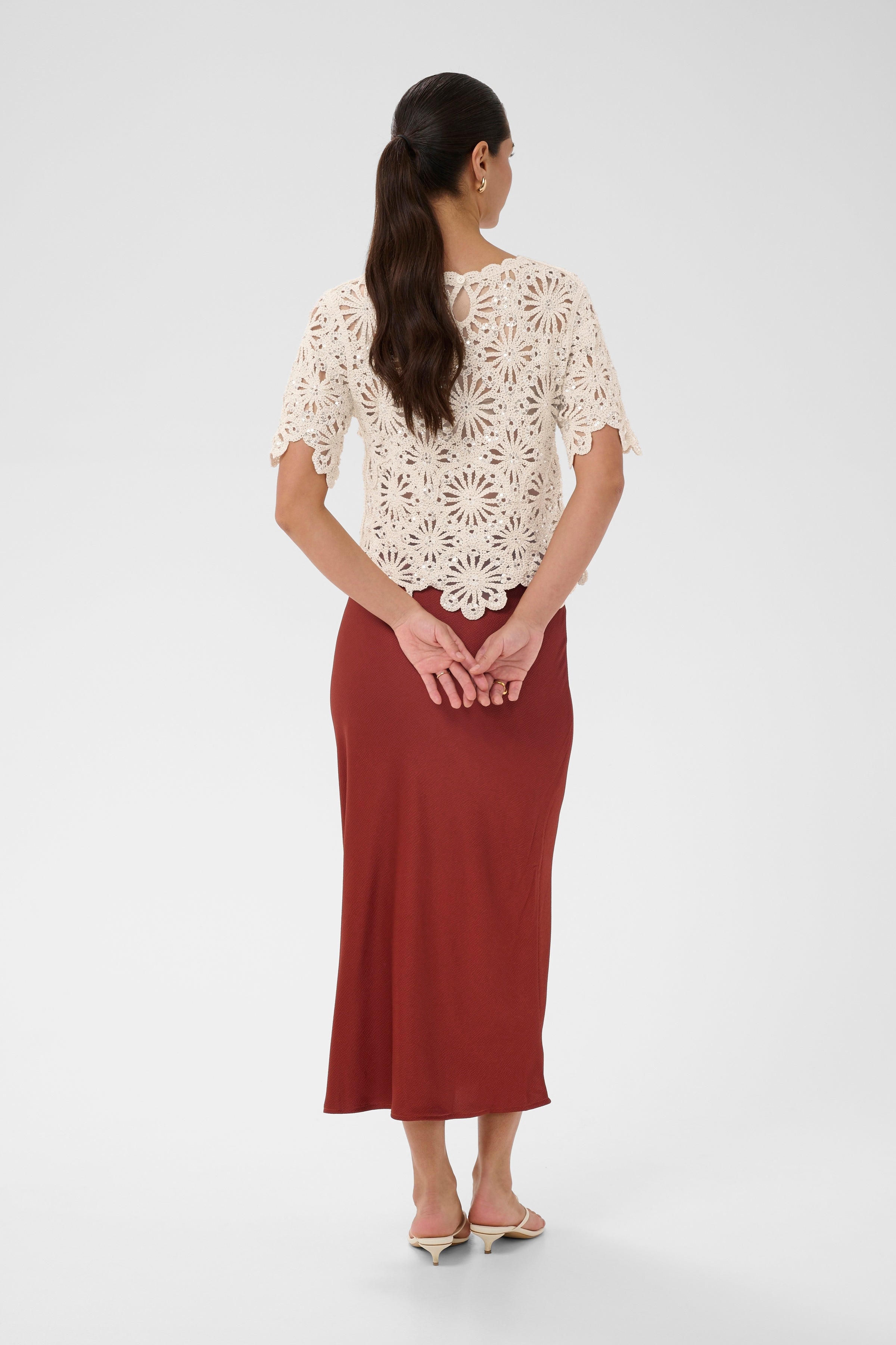 KAFFE Callista Sequins Strik Top Broken Hvid