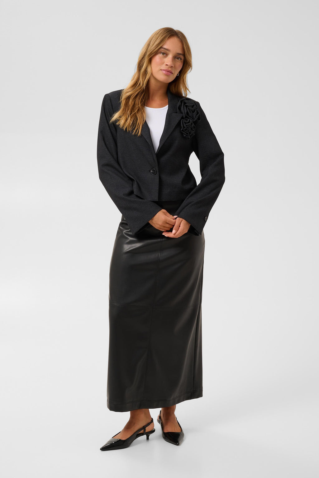 KAFFE Gabby Blazer Dark Grå Melange
