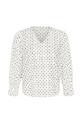 KAFFE Milly Top Prikker Hvid Sort