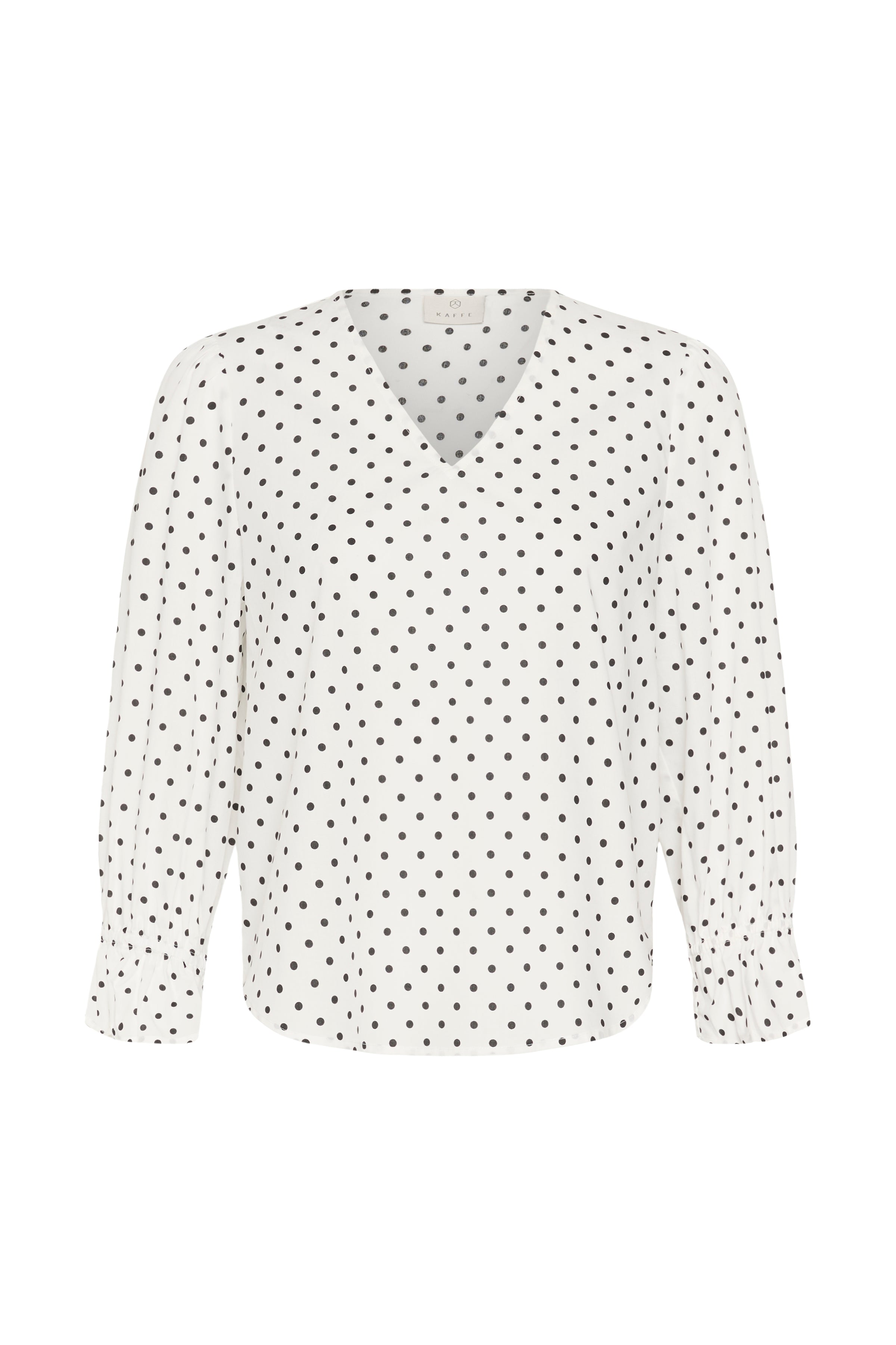 KAFFE Milly Top Prikker Hvid Sort