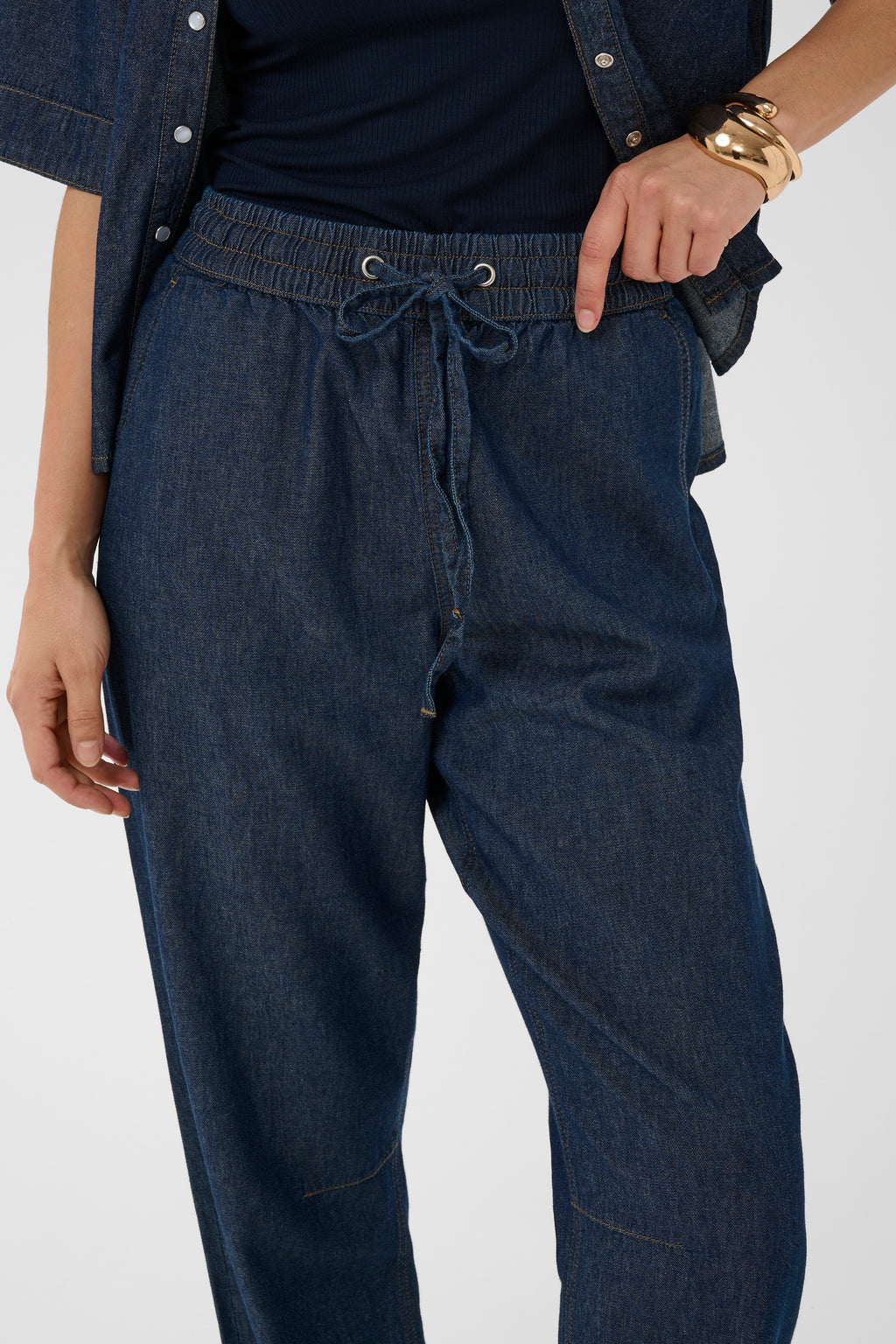 KAFFE Jade Barrel Bukser Denim Mørk Blå