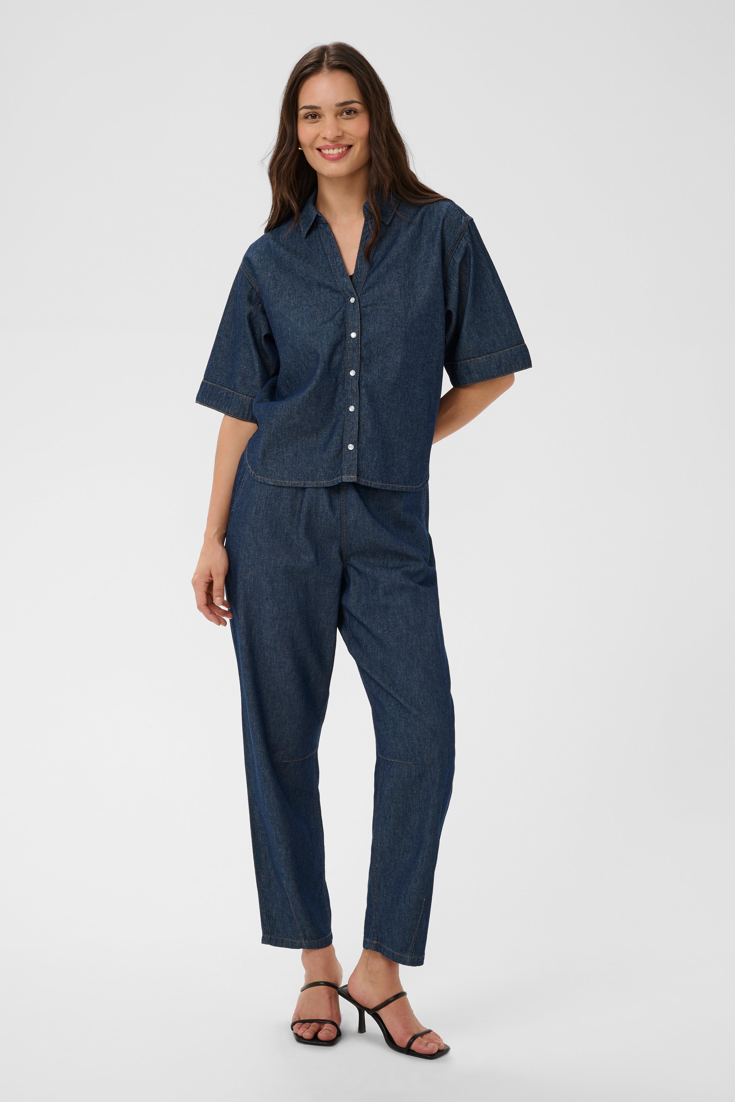 KAFFE Jade Barrel Bukser Denim Mørk Blå