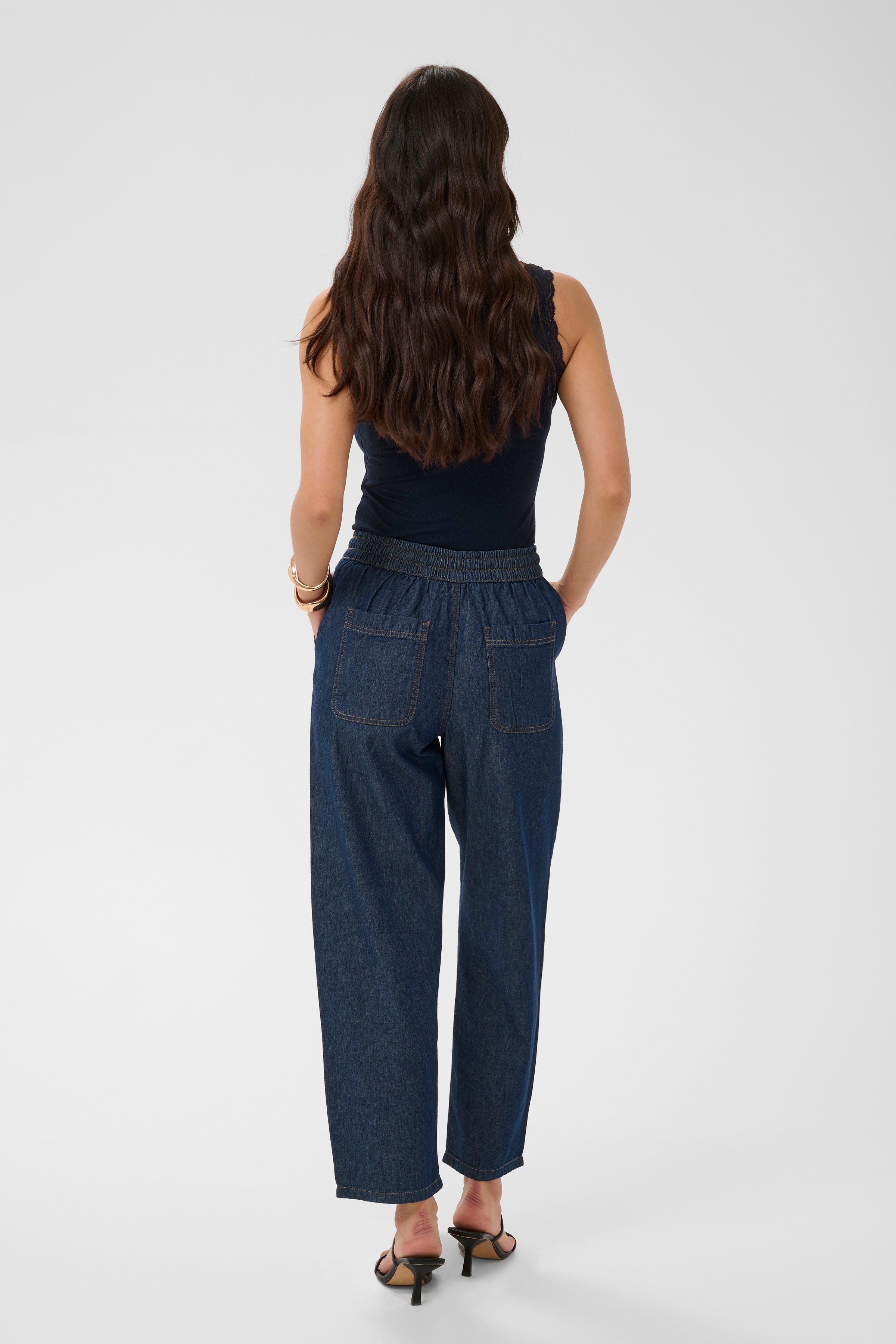 KAFFE Jade Barrel Bukser Denim Mørk Blå