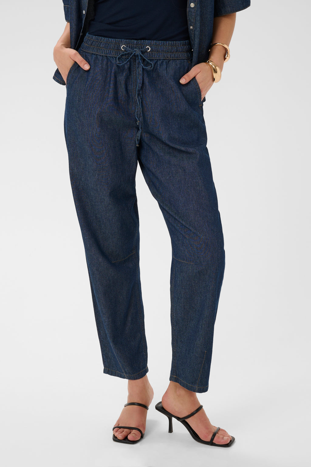 KAFFE Jade Barrel Bukser Denim Mørk Blå