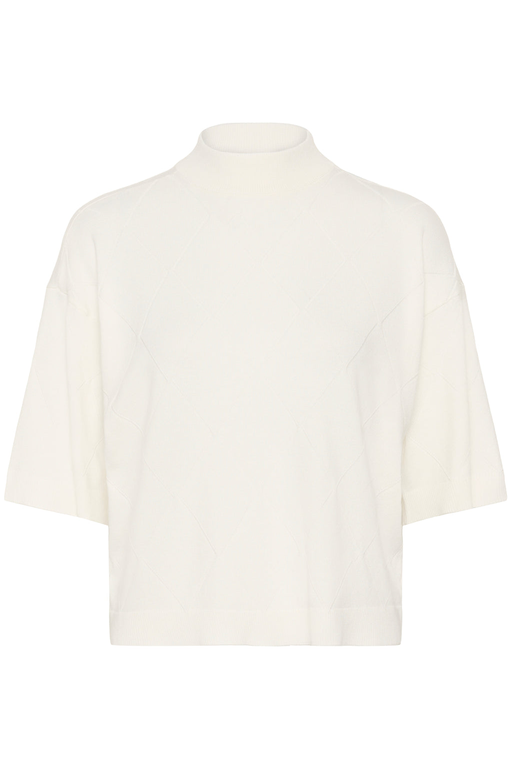 KAFFE Lizza Argyle Pullover Chalk Hvid