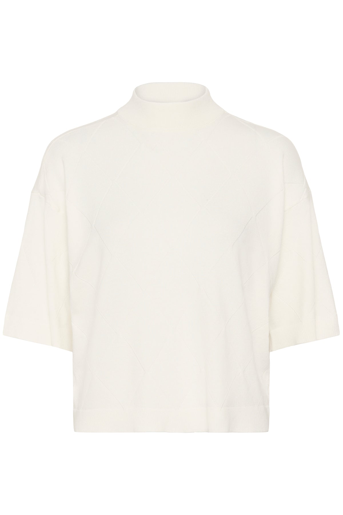 KAFFE Lizza Argyle Pullover Chalk Hvid