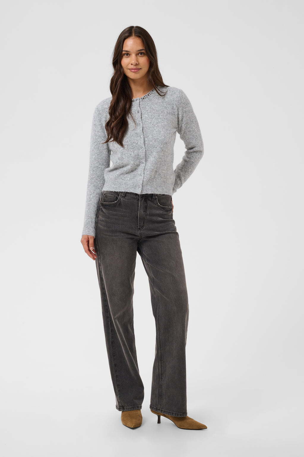 KAFFE Selly Cardigan Grå Melange
