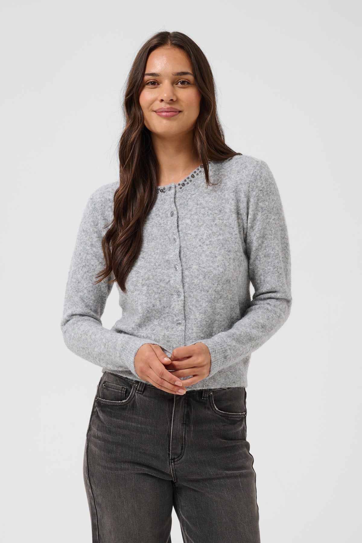 KAFFE Selly Cardigan Grå Melange