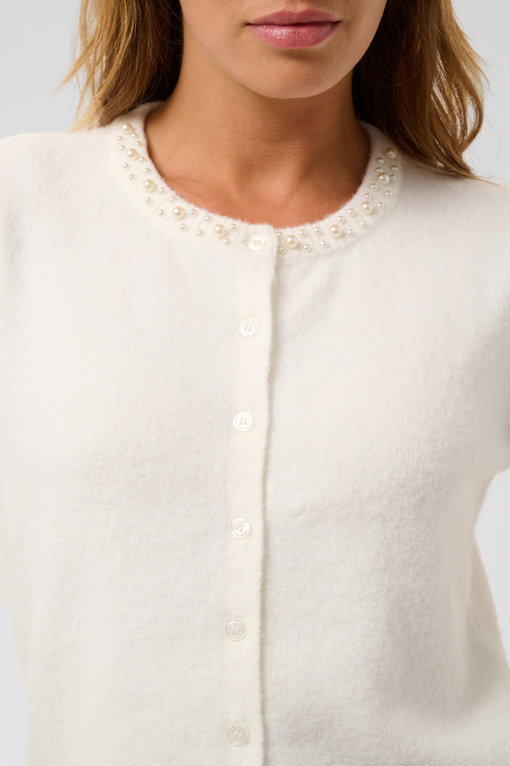 KAFFE Selly Cardigan Chalk Hvid