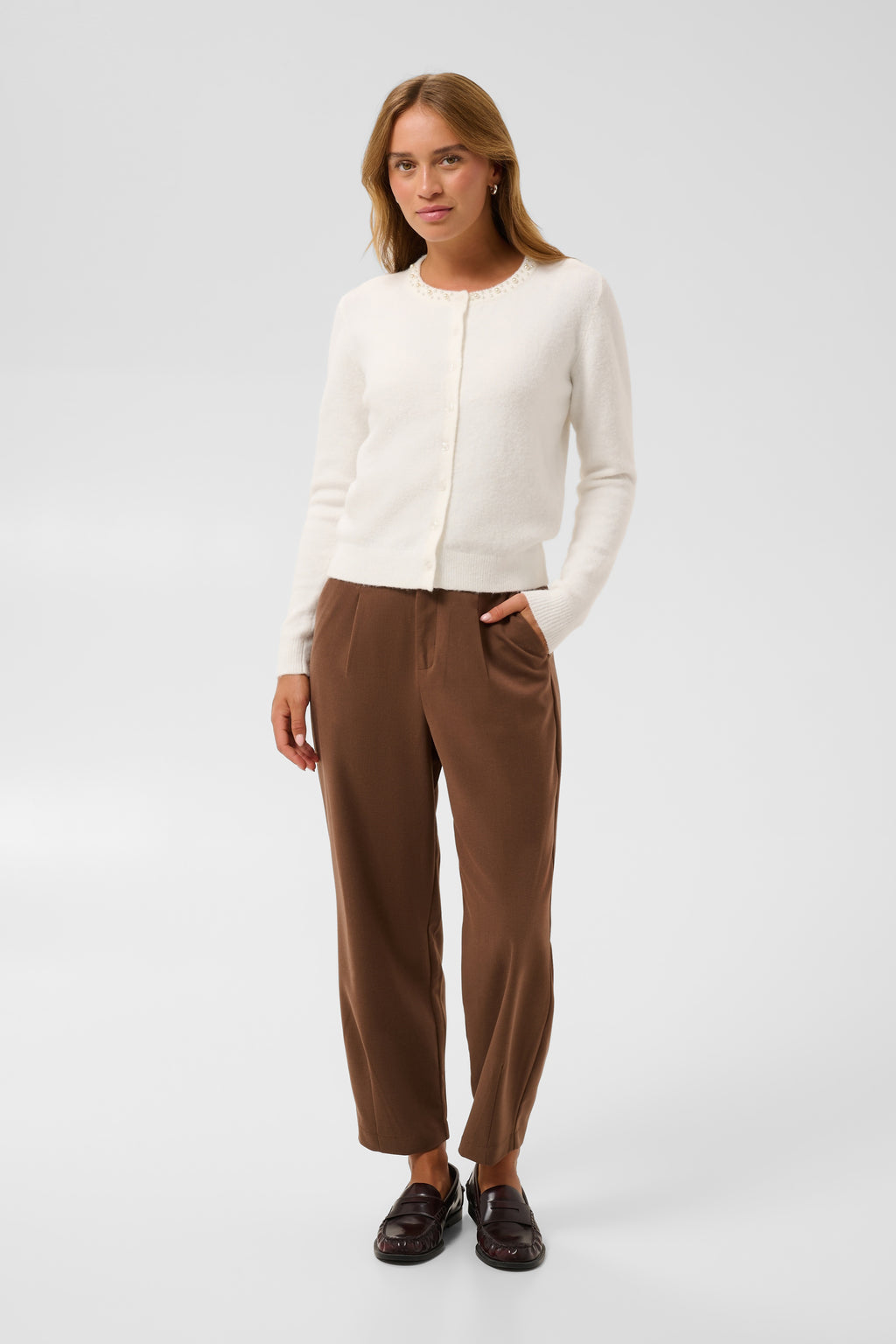 KAFFE Selly Cardigan Chalk Hvid