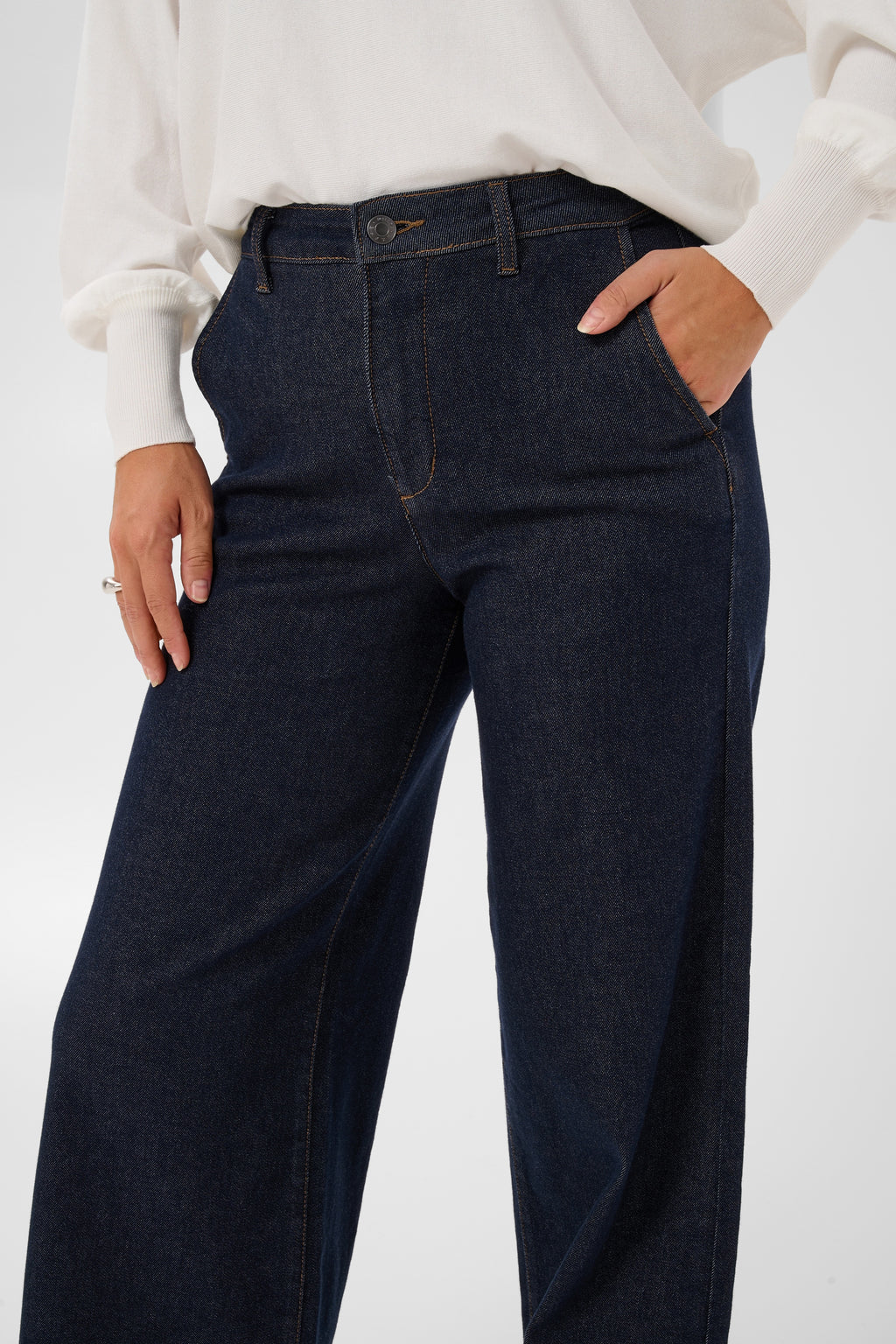 KAFFE Hally Jeans Wide Mørk Blå
