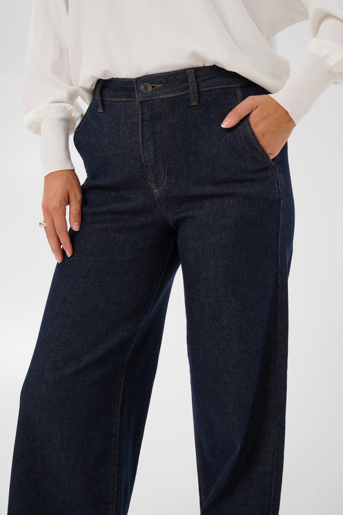 KAFFE Hally Jeans Wide Mørk Blå