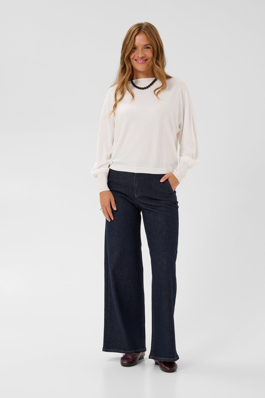 KAFFE Hally Jeans Wide Mørk Blå