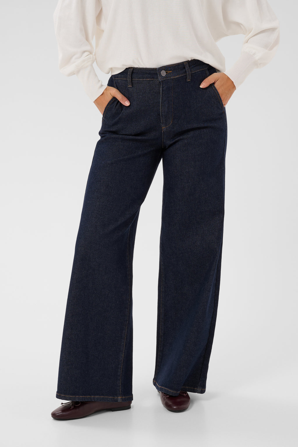KAFFE Hally Jeans Wide Mørk Blå