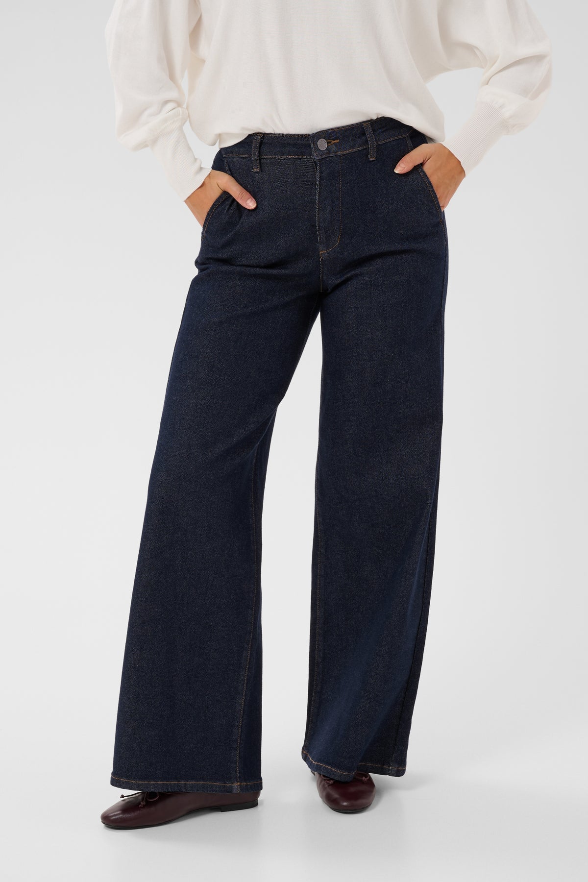 KAFFE Hally Jeans Wide Mørk Blå