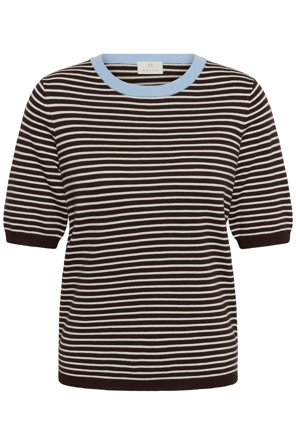 KAFFE Lizza Pullover Smal Stribet Coffee Bean Brun Turtledove Blå