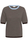 KAFFE Lizza Pullover Smal Stribet Coffee Bean Brun Turtledove Blå