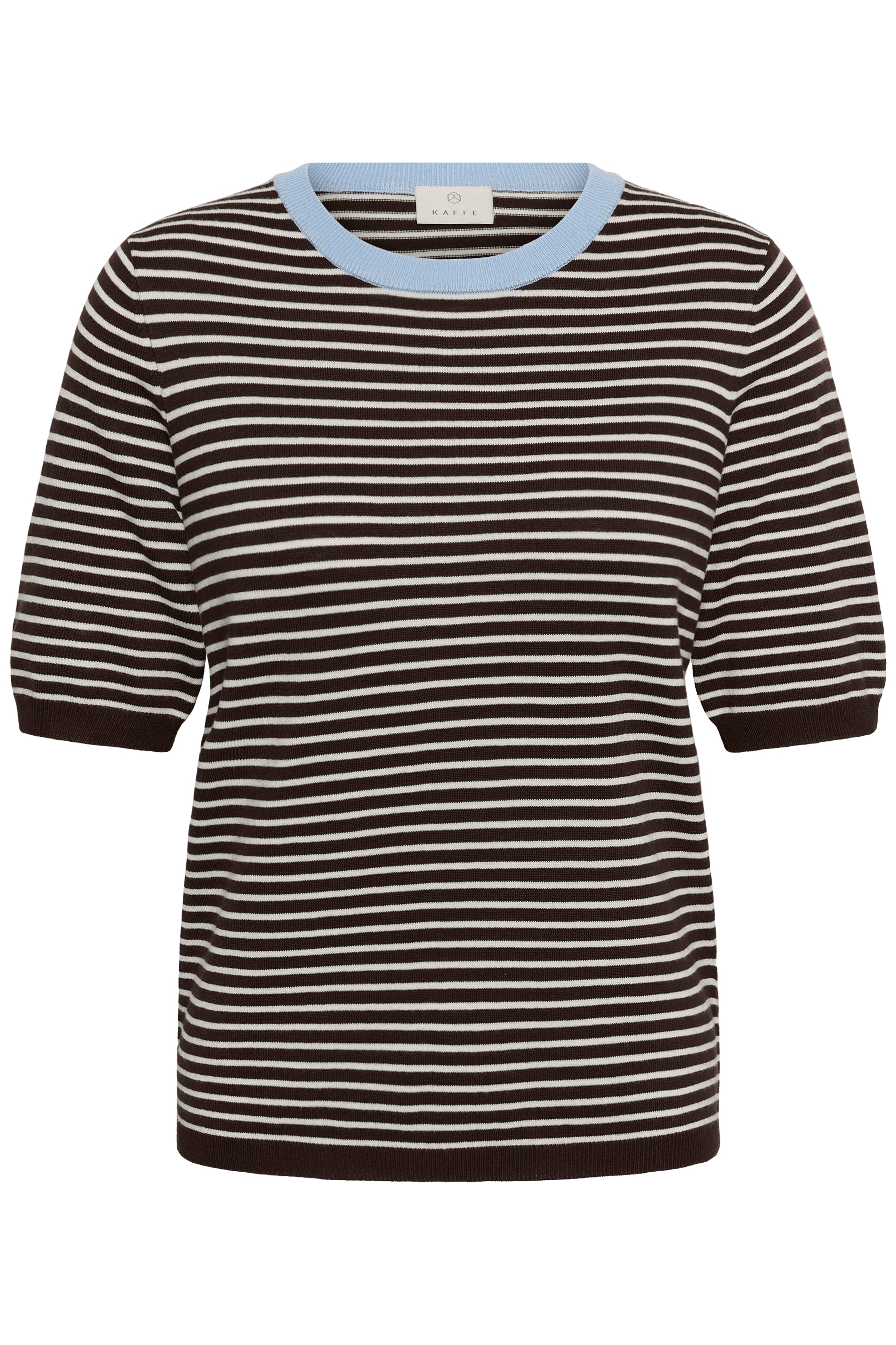 KAFFE Lizza Pullover Smal Stribet Coffee Bean Brun Turtledove Blå
