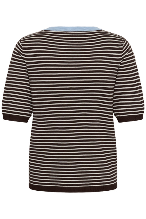 KAFFE Lizza Pullover Smal Stribet Coffee Bean Brun Turtledove Blå