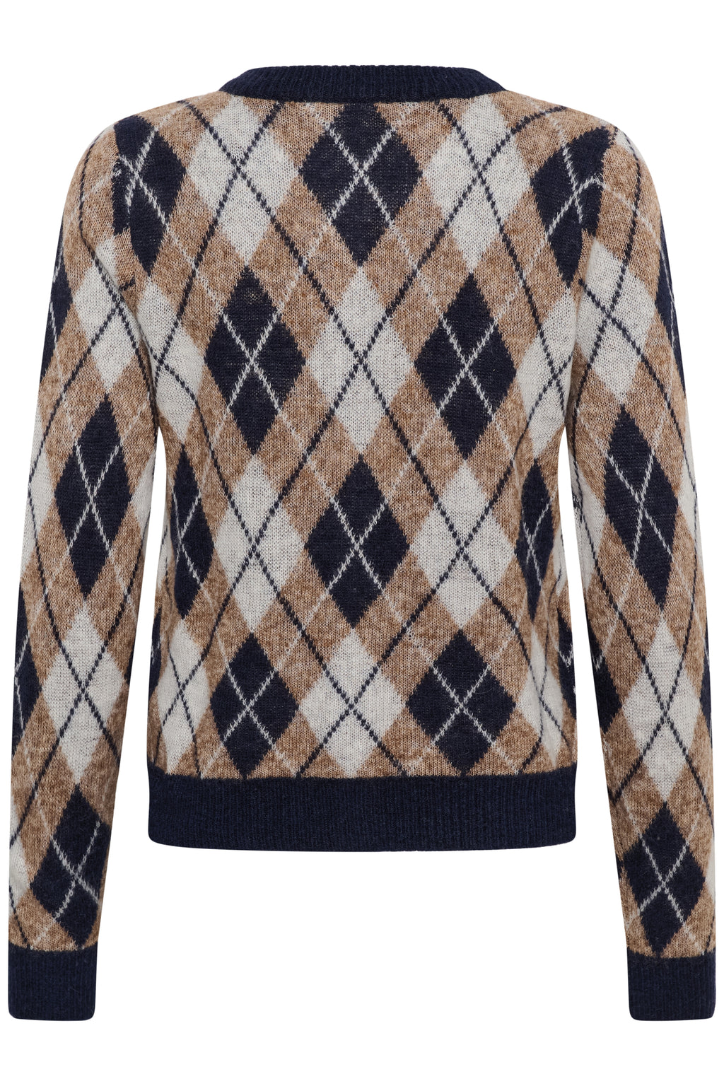 KAFFE Harlow Cardigan Midnight Blå Taupe Brun Hvid
