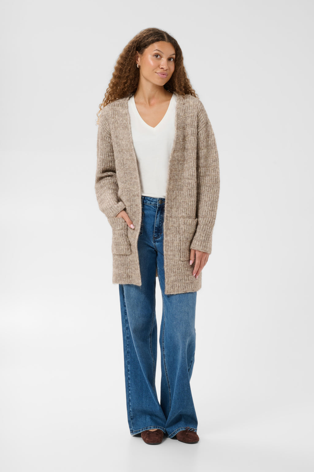 KAFFE Kikki Cardigan Desert Taupe Melange Brun