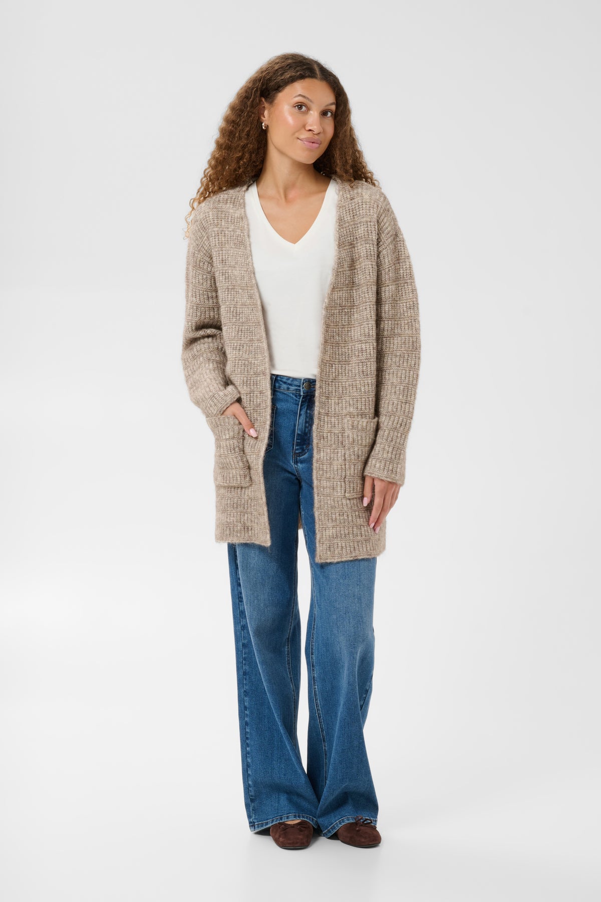 KAFFE Kikki Cardigan Desert Taupe Melange Brun
