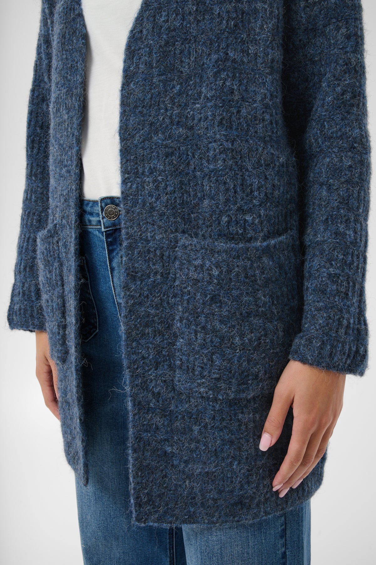 KAFFE Kikki Cardigan Graphite Melange Blå