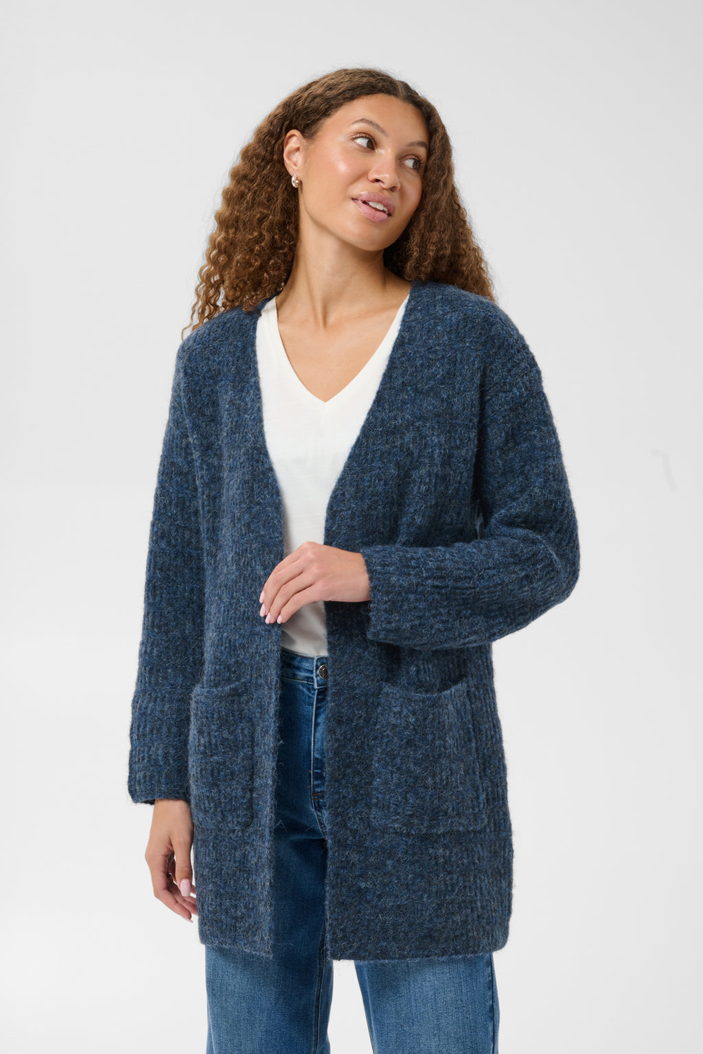KAFFE Kikki Cardigan Graphite Melange Blå
