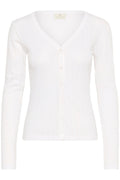 KAFFE Vibe Pointelle Cardigan Chalk Hvid