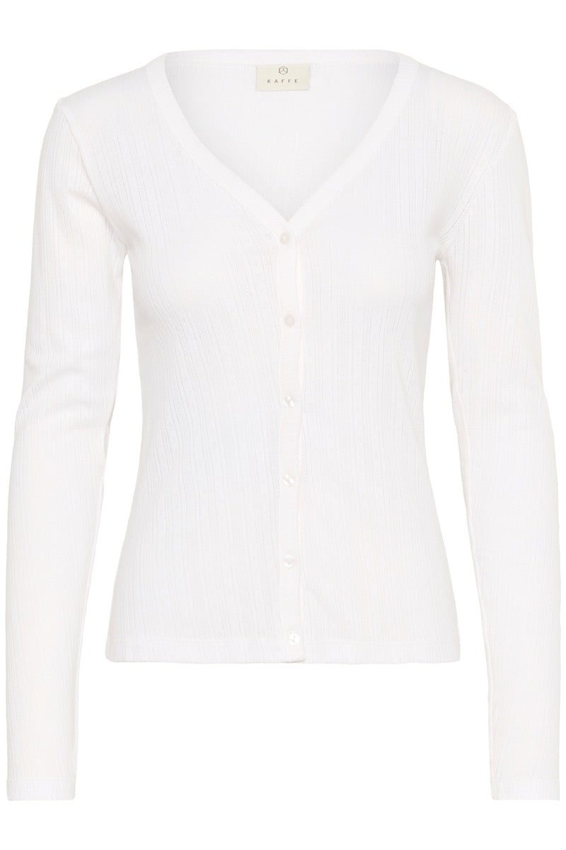 KAFFE Vibe Pointelle Cardigan Chalk Hvid
