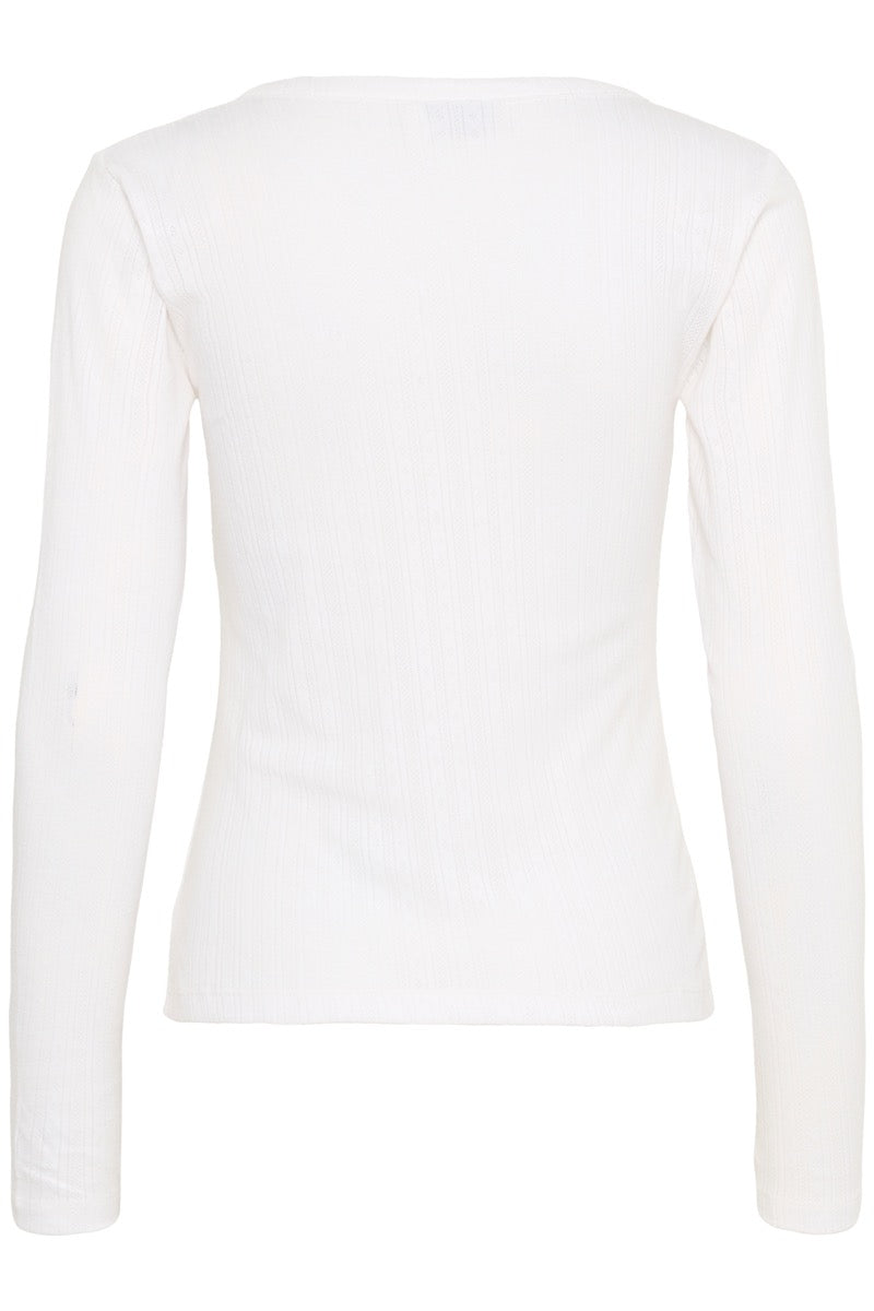 KAFFE Vibe Pointelle Cardigan Chalk Hvid