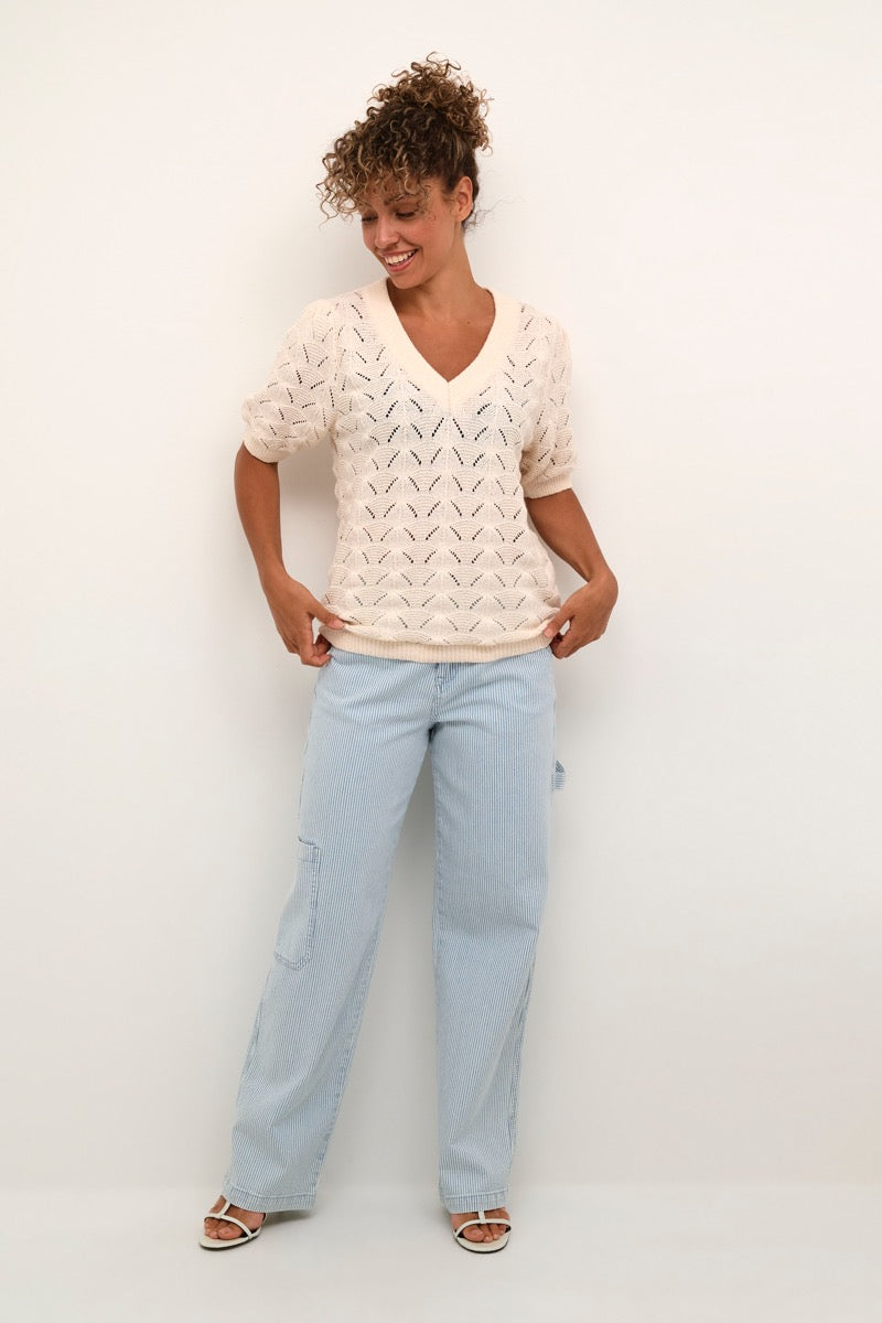 Cream Hami Strik Bluse Eggnog Hvid