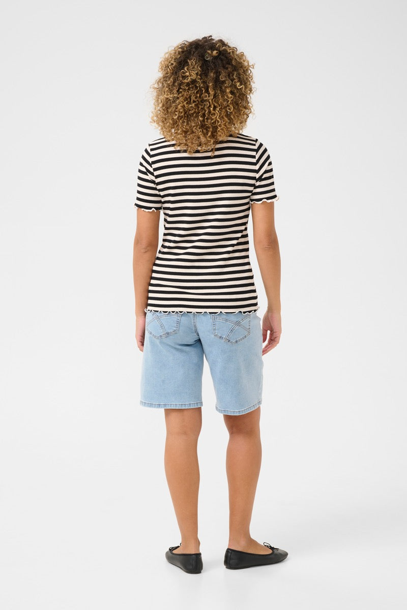 Cream Ribba T-shirt Pitch Stribet Sort