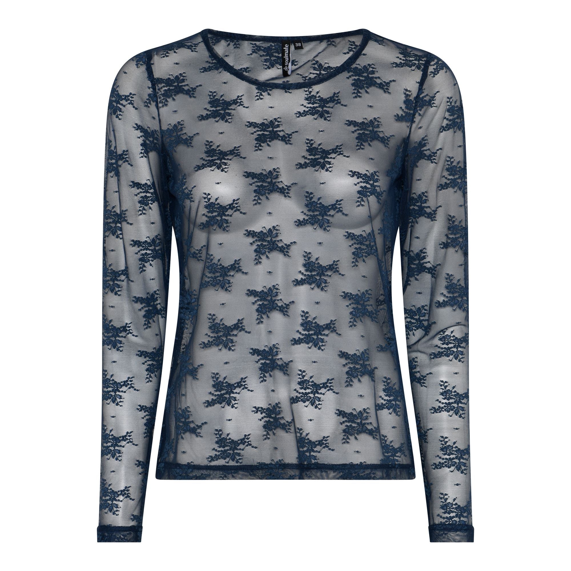 Soulmate Aliana 1 Mesh T-shirt Denim Blå