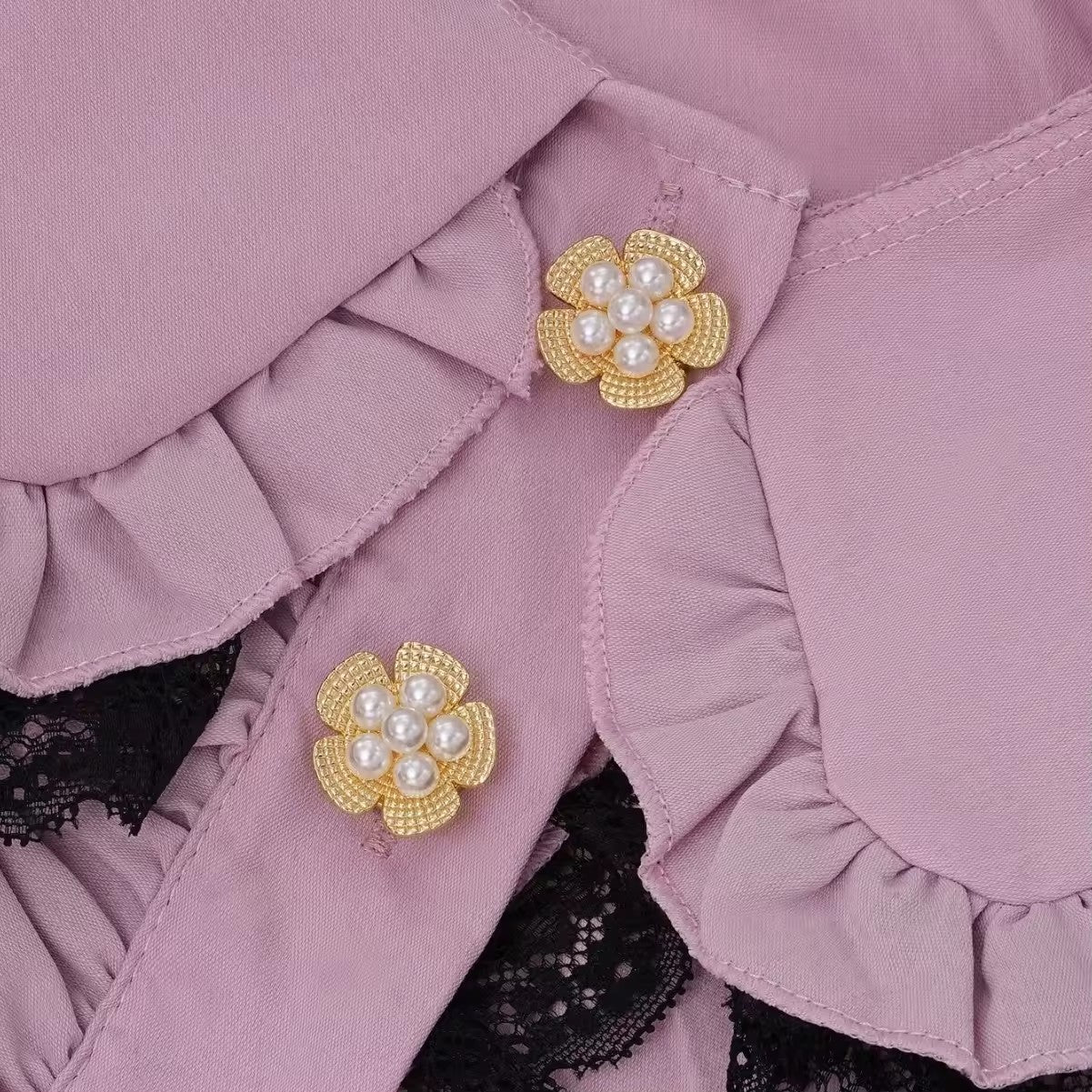 Löwenstein Button Covers Blomst 6 Perler Guld