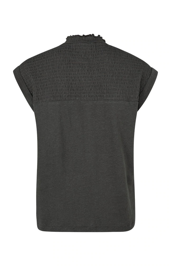 YAYA Smocked Top Beluga Sort