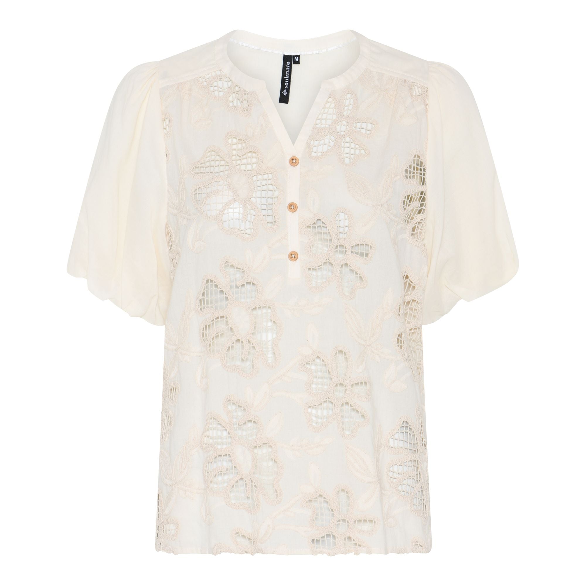 Soulmate Evangelina 2 Top Woven Ecry Hvid