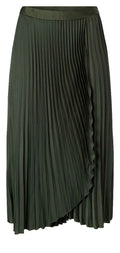 YAYA Satin faux wrapped skirt w pleats Deep Dark Woods