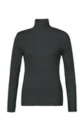 YAYA Ribbed Sweater m Turteneck og lange ærmer Phantom Sort