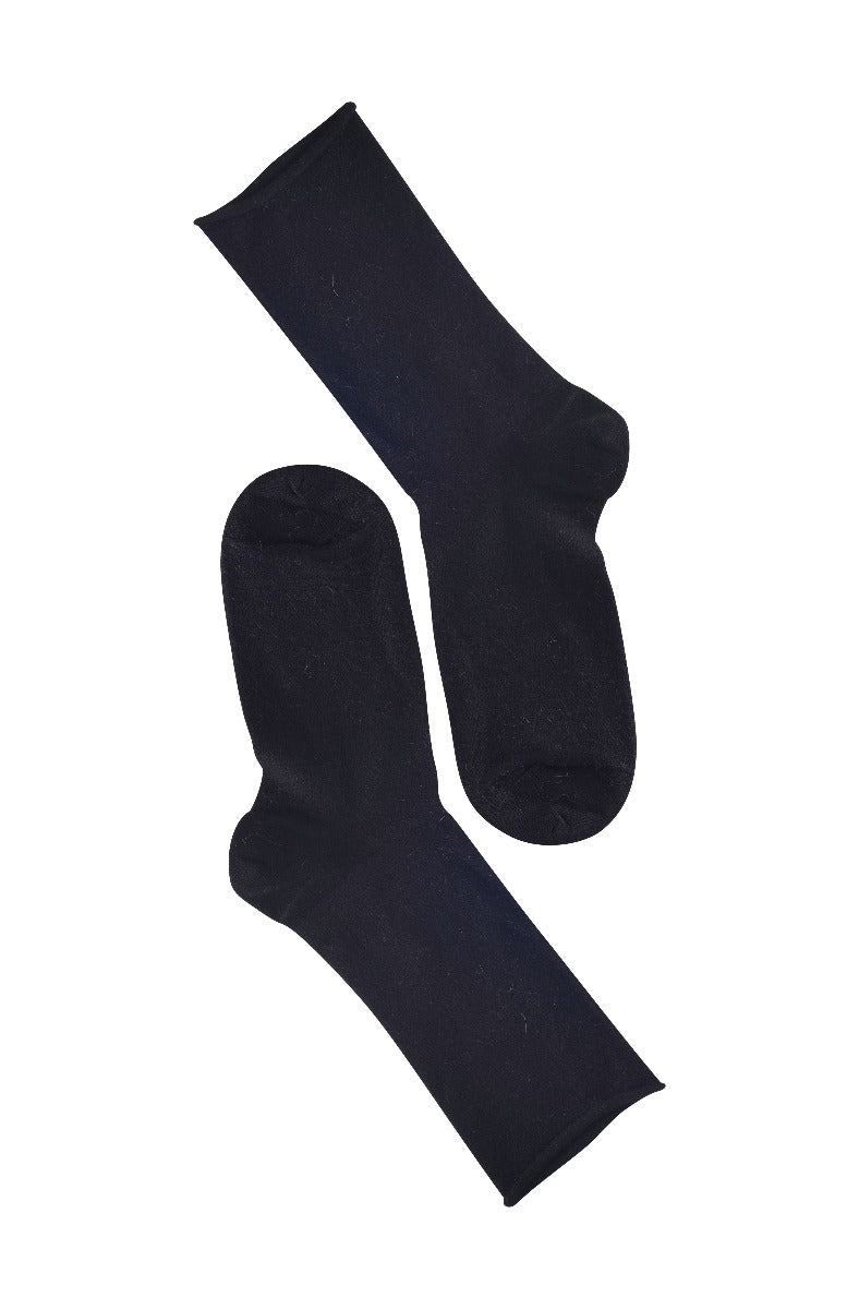 Note by Syversen Roll Top Viscose Angora Strømper Black