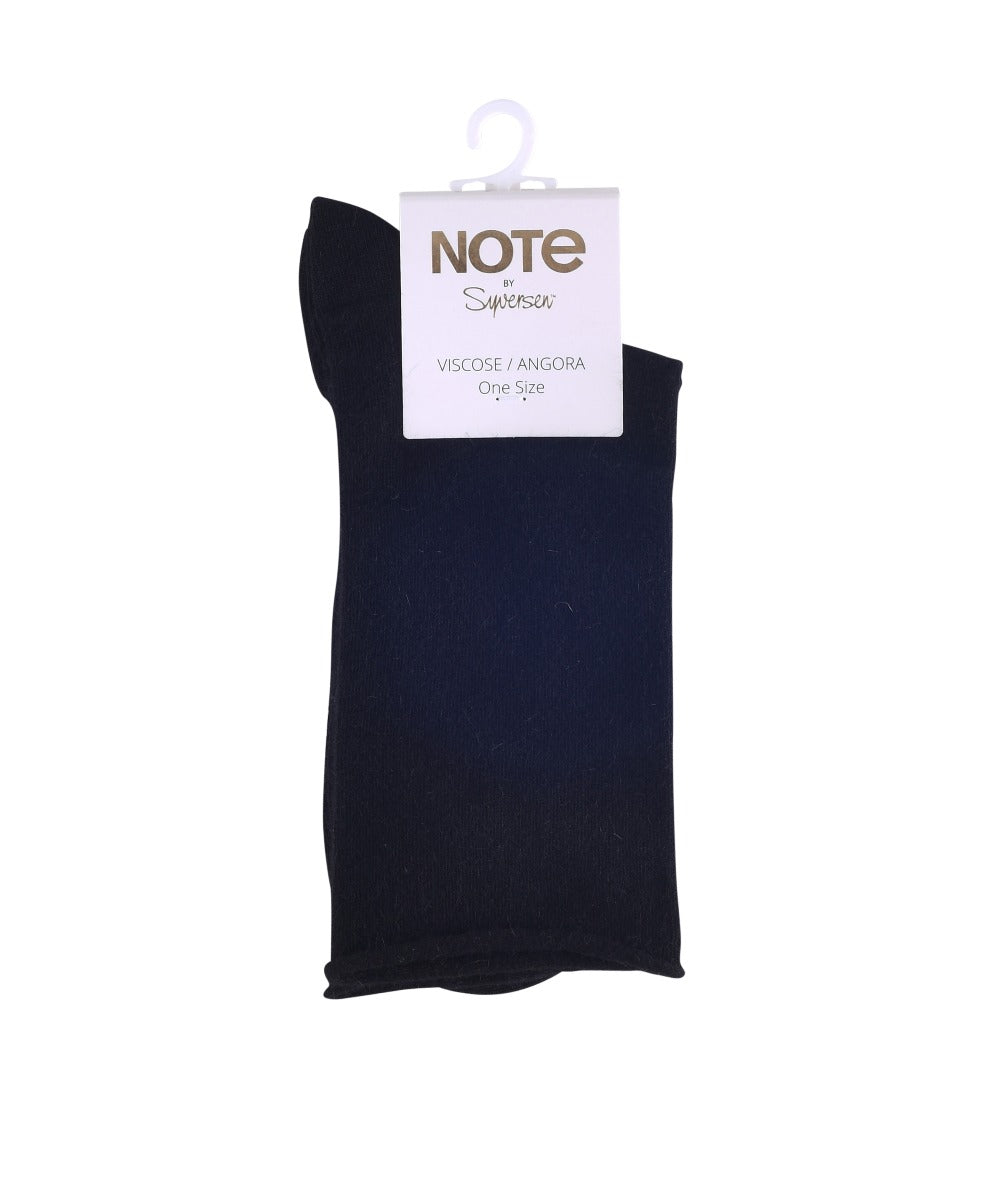 Note by Syversen Roll Top Viscose Angora Strømper Black