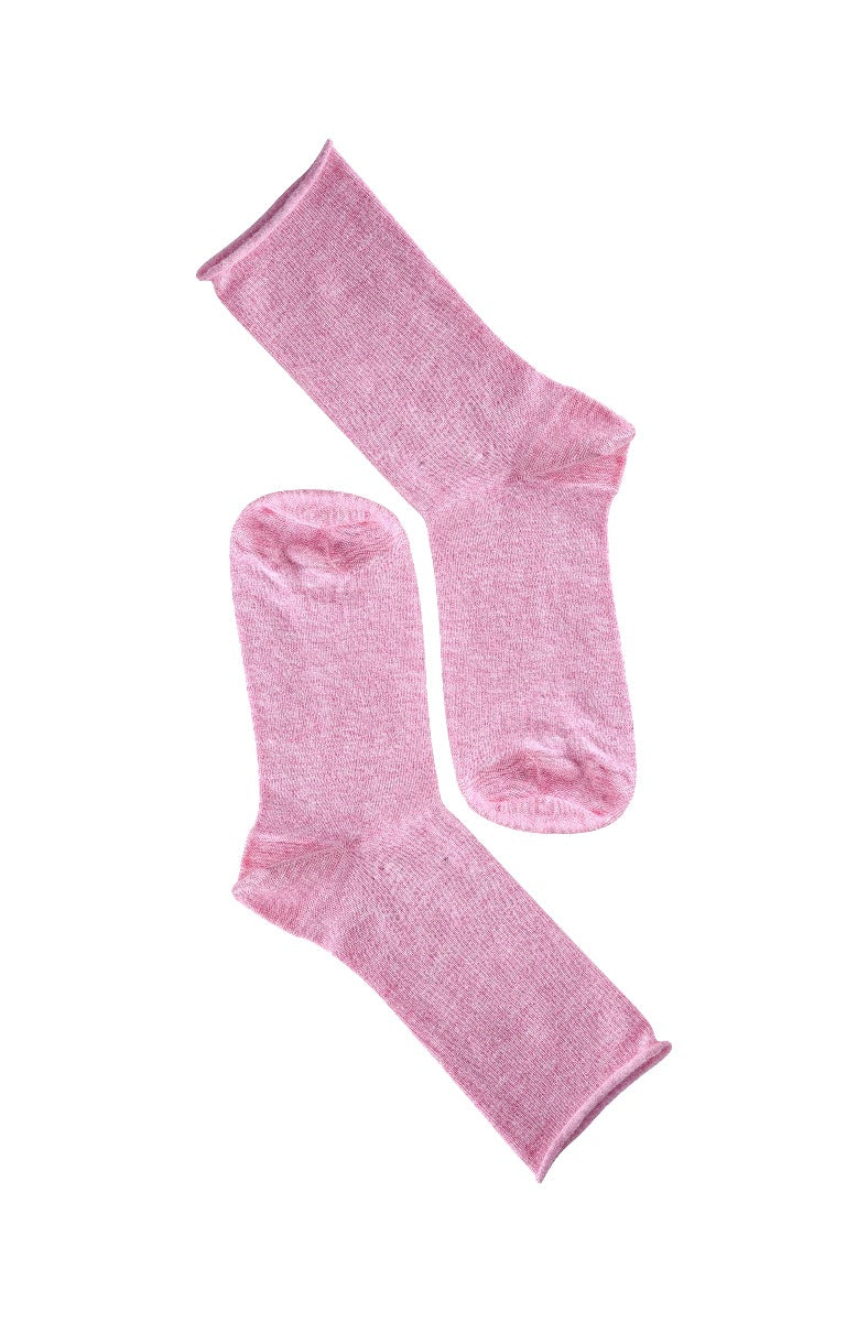 Note by Syversen Roll Top Viscose Angora Strømper Pink Melange