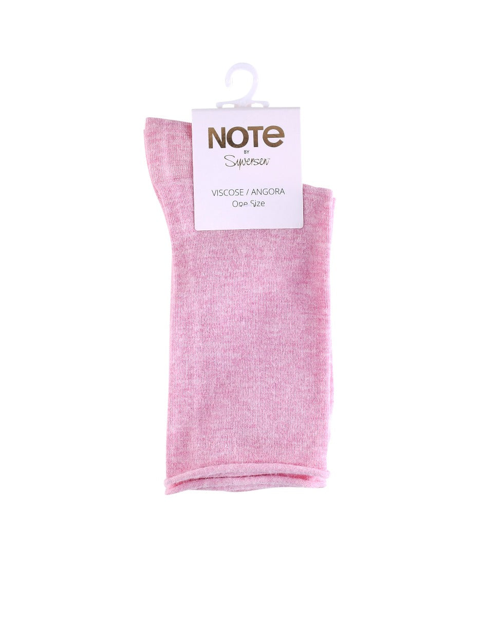 Note by Syversen Roll Top Viscose Angora Strømper Pink Melange