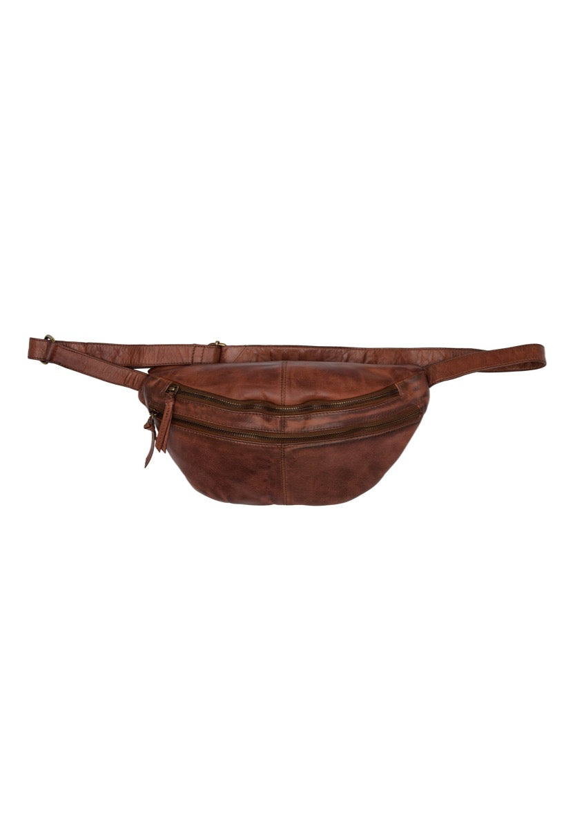 BTF CPH Bumbag Bæltetaske w Front Zipper Pockets Dark Cognac w Brass acc